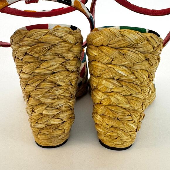 Saint Laurent Paloma Heart-Print Wedge Wicker Espadrilles Sandals 38.5 (US 8.5) - Picture 13 of 16